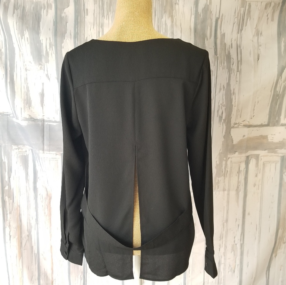 "Sandra" long sleeve dressy shirt black